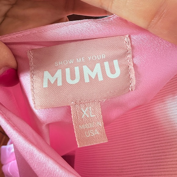 Show Me Your Mumu Halter Maxi Dress Pink Luxe Satin Open Back Bridesmaid XL New - Picture 6 of 7